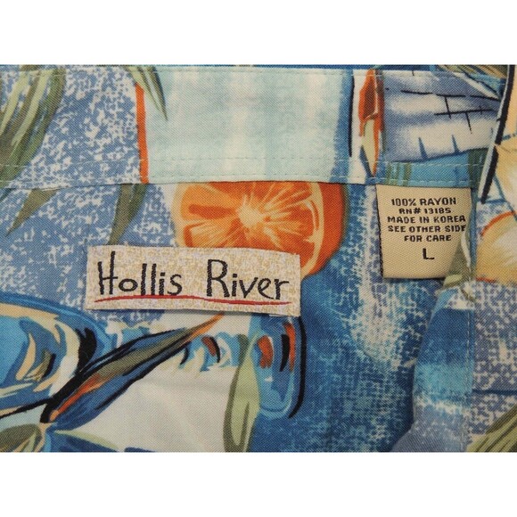 Hollis River Sailboats Palm Trees Tropical Hawaiian‎ Rayon S/S Shirt Large - Picture 2 of 4